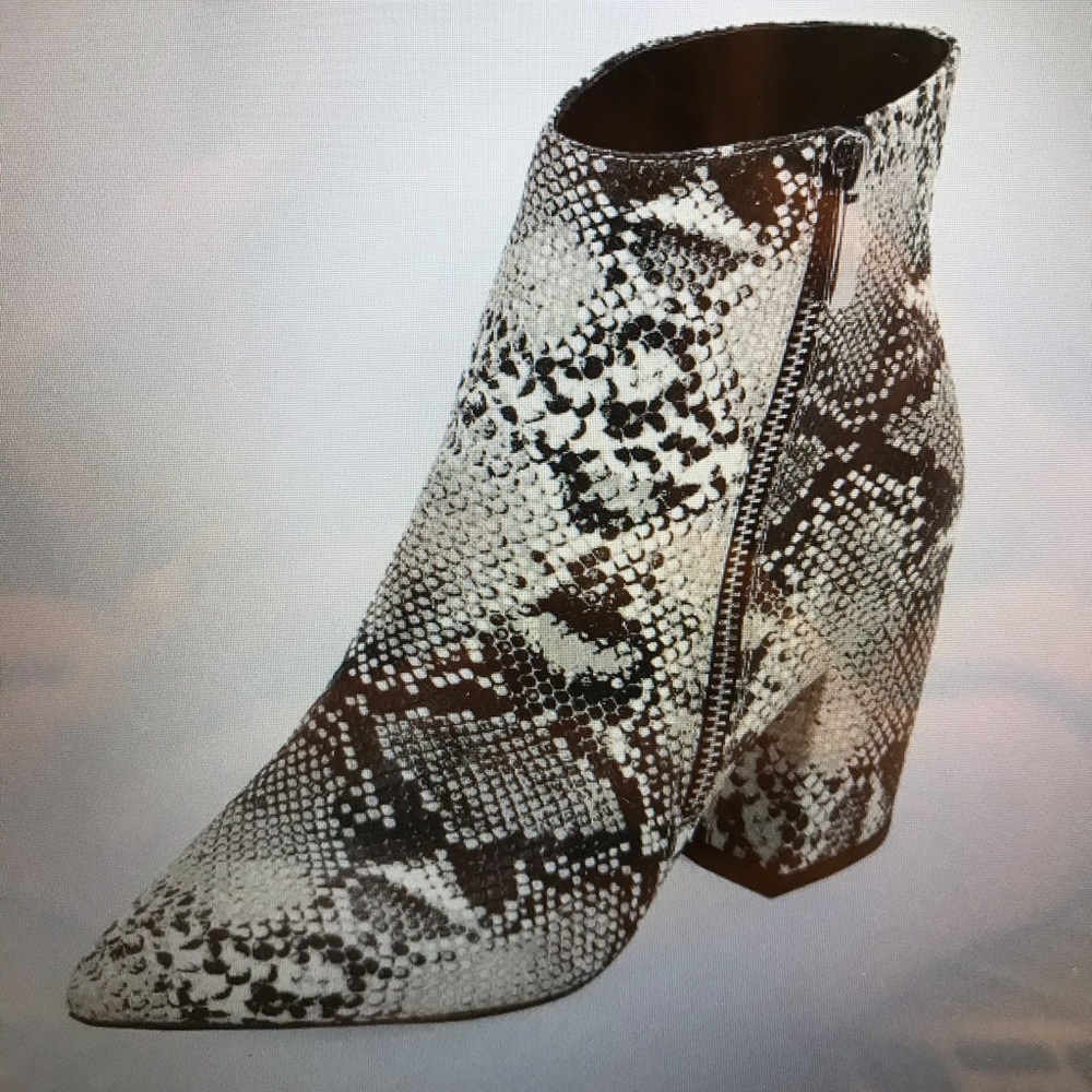 Brand new black and white snakeskin booties!!